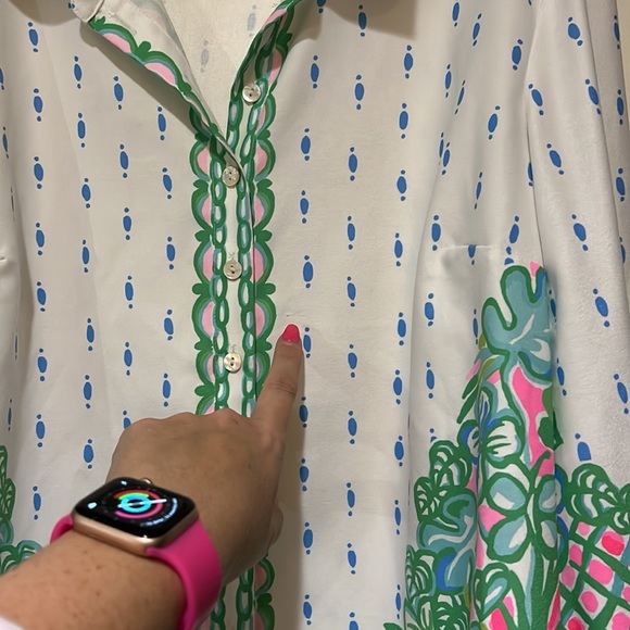 Lilly Pulitzer tavia top blouse XL white green work - Picture 6 of 9